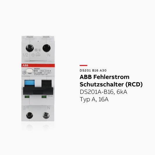 ABB DS201A-B16 Fi/Ls-Schalter 6Ka, 1P+N, Typ A, B16, 30Ma, 2TE Sicherungsautomat