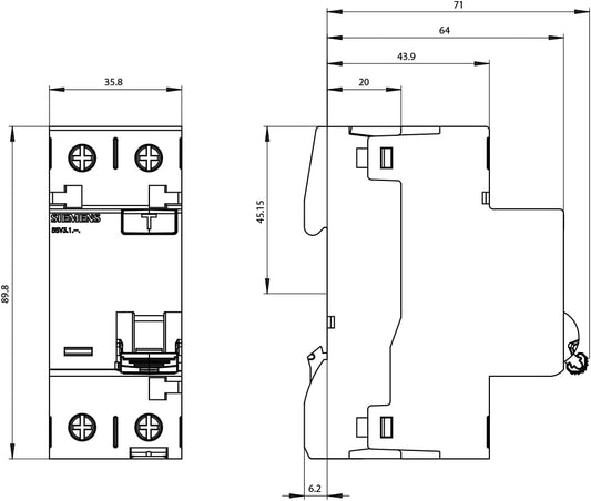 Siemens 5SV33126 Fi-Schutzschalter 1P+N Typa 30Ma 25A 230V
