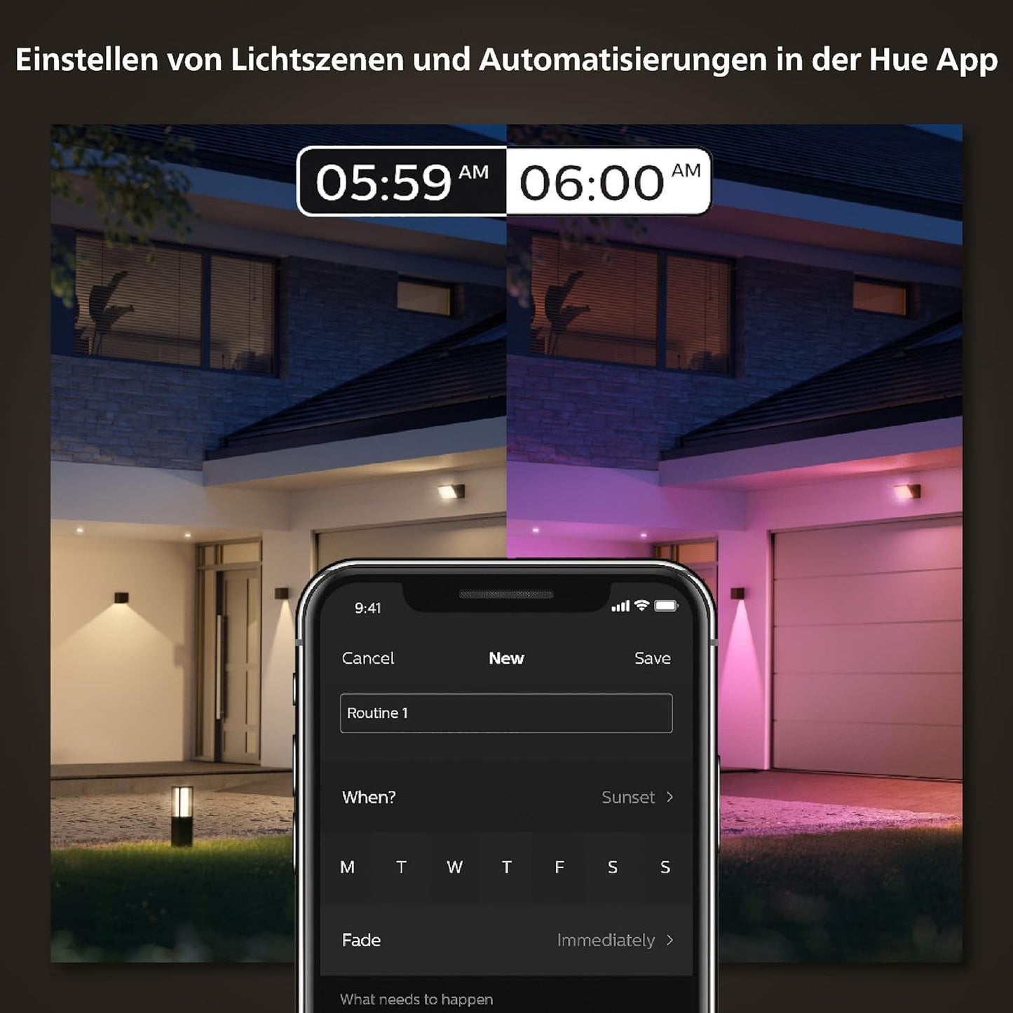 PHILIPS Hue White and Color Ambiance Außenwandleuchte Resonate, Dimmbar