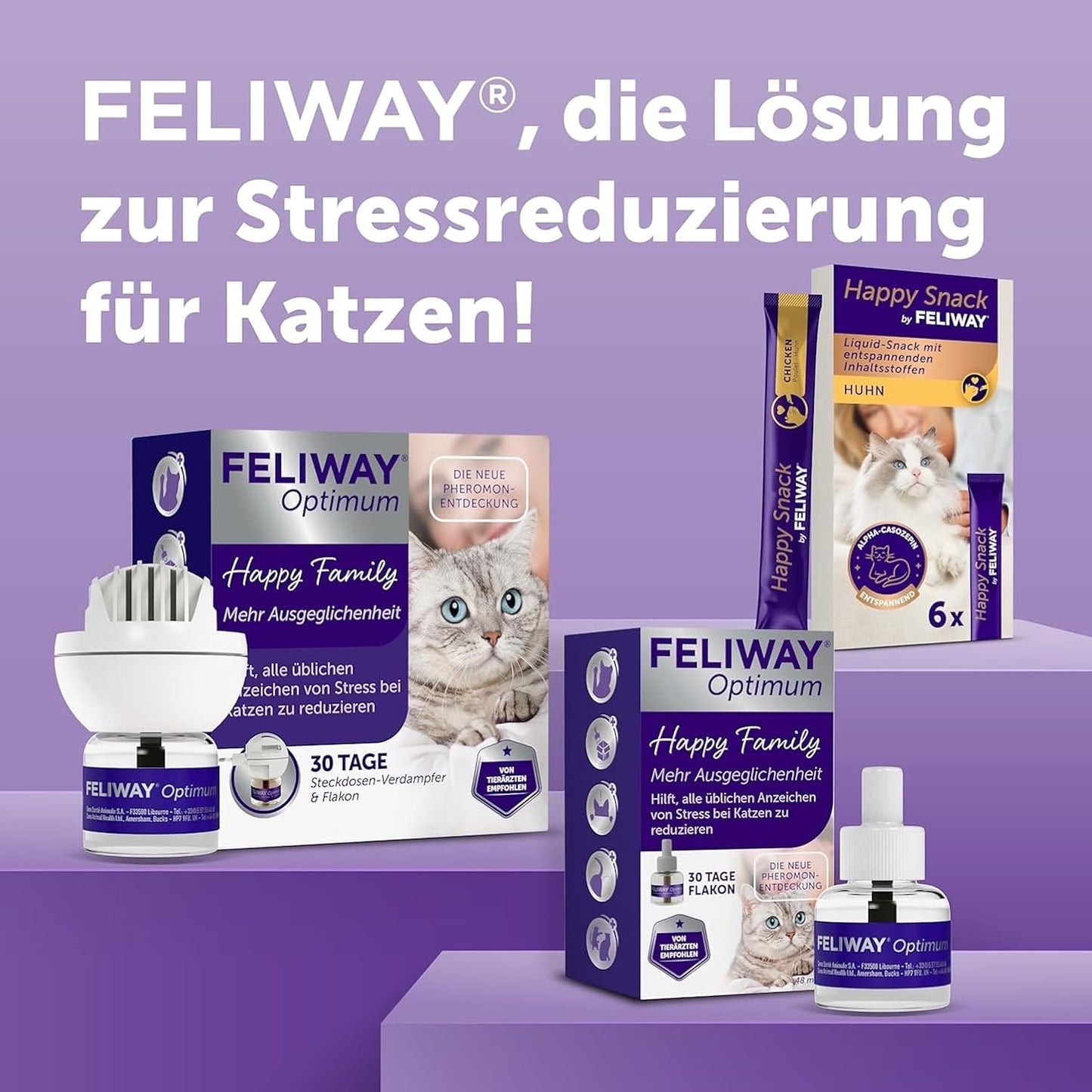 FELIWAY Optimum 3x30 Tage Vorteilspack Für Pheromon Verdampfer, 3x 48ml