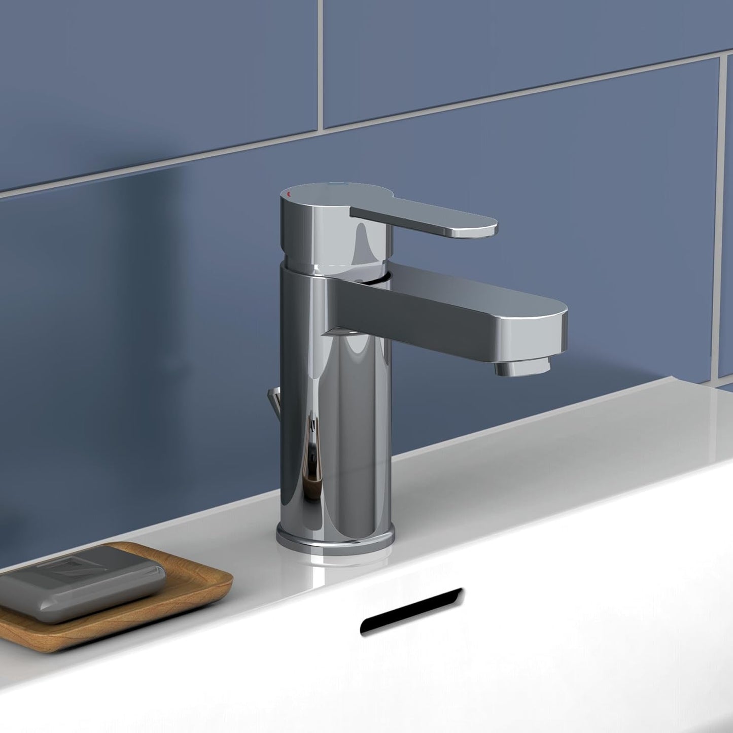 Schütte ELEPHANT Waschtischarmatur, Elegante Mischbatterie Inkl. Ablaufventil Fürs Badezimmer, Wasserhahn Bad Mit Exzenter-Gestänge, Badarmatur Waschbecken Chrom, 34210