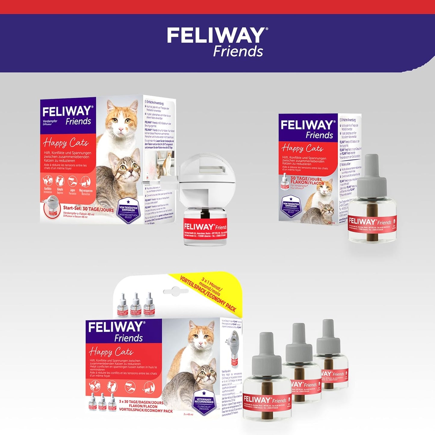 FELIWAY Friends Vorteilspack 3x30 Tage Nachfüllflakon-Vorteilspack, 3x 48ml
