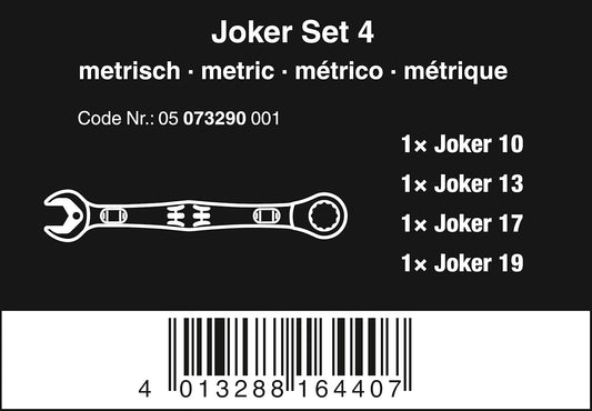 Wera 05073290001 6000 Joker 4 Set 1, Maul-Ringratschenschlüssel-Satz, 4-Teilig