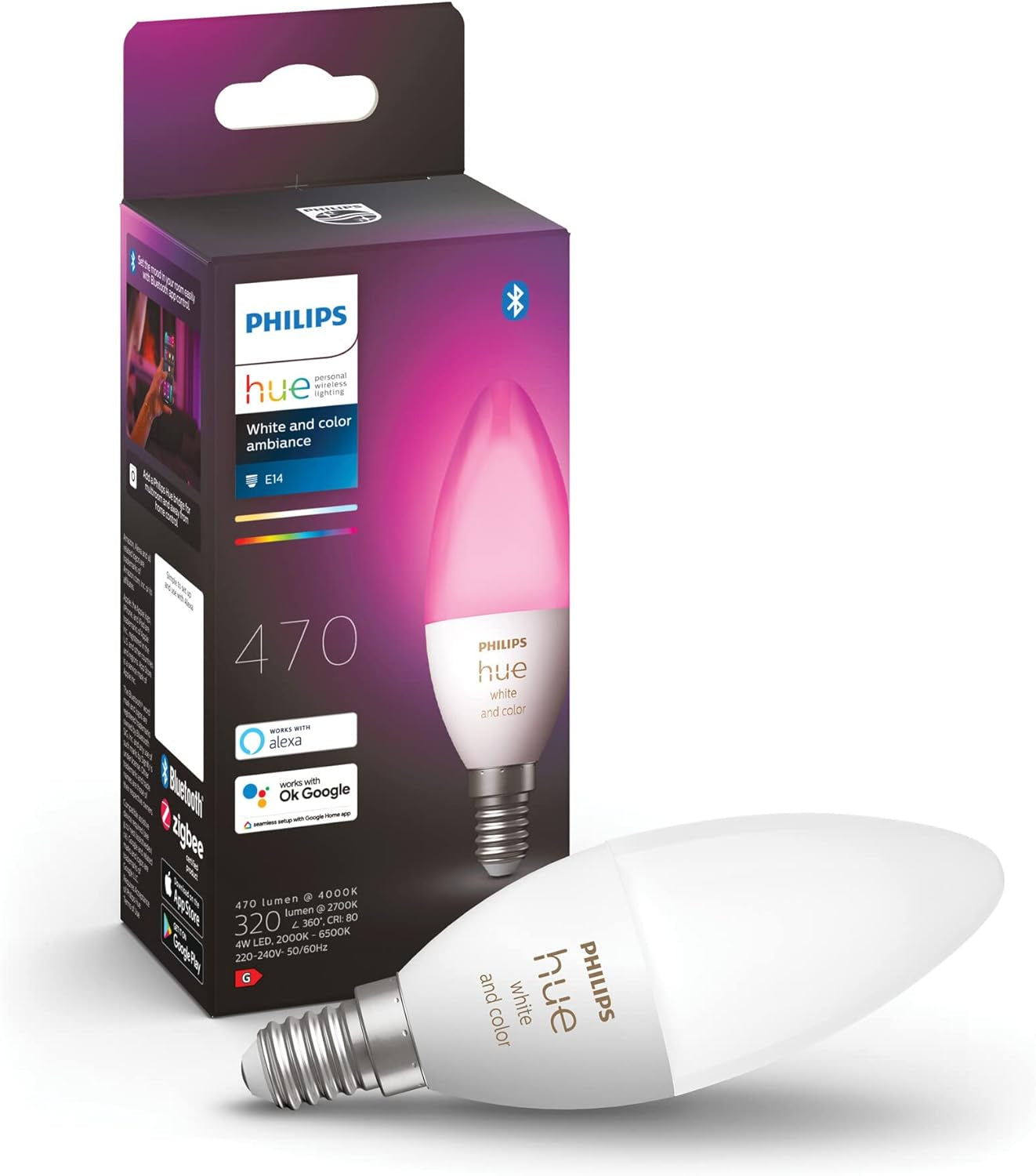 Philips Hue White & Color Ambiance E14 LED Lampe (470 Lm) Einzelpack