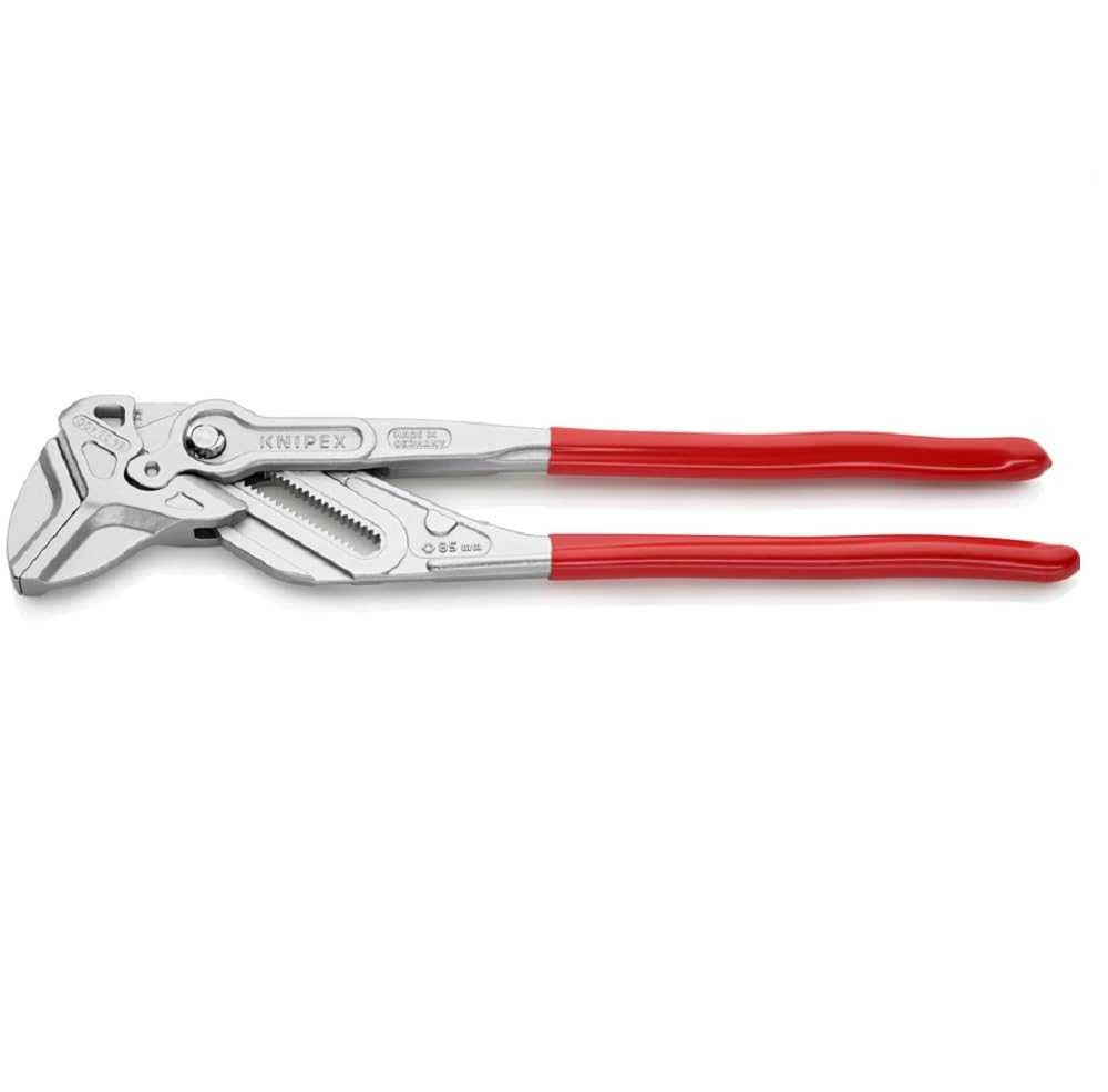 KNIPEX Zangenschlüssel, verchromt, 250 mm, greift stufenlos bis 52 mm, Feinverstellung per Knopfdruck, Schraubenschlüssel, Armaturenzange, 86 03 250