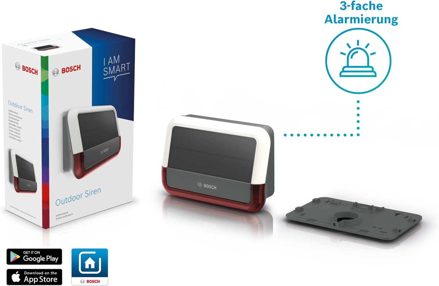 Bosch Smart Home Außensirene, Kabellose Alarmanlage Mit Solarpanel