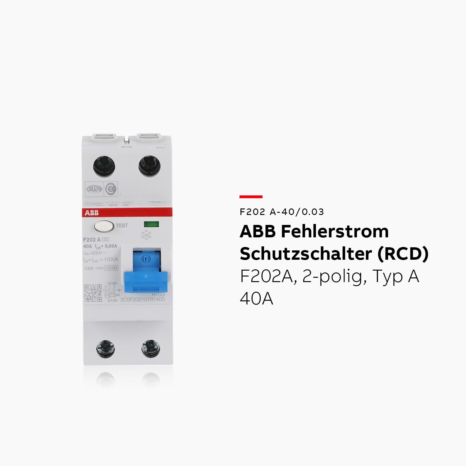 ABB F202A-40/0.03 2-Poliger Typ A FI Leistungsschalter, 40A