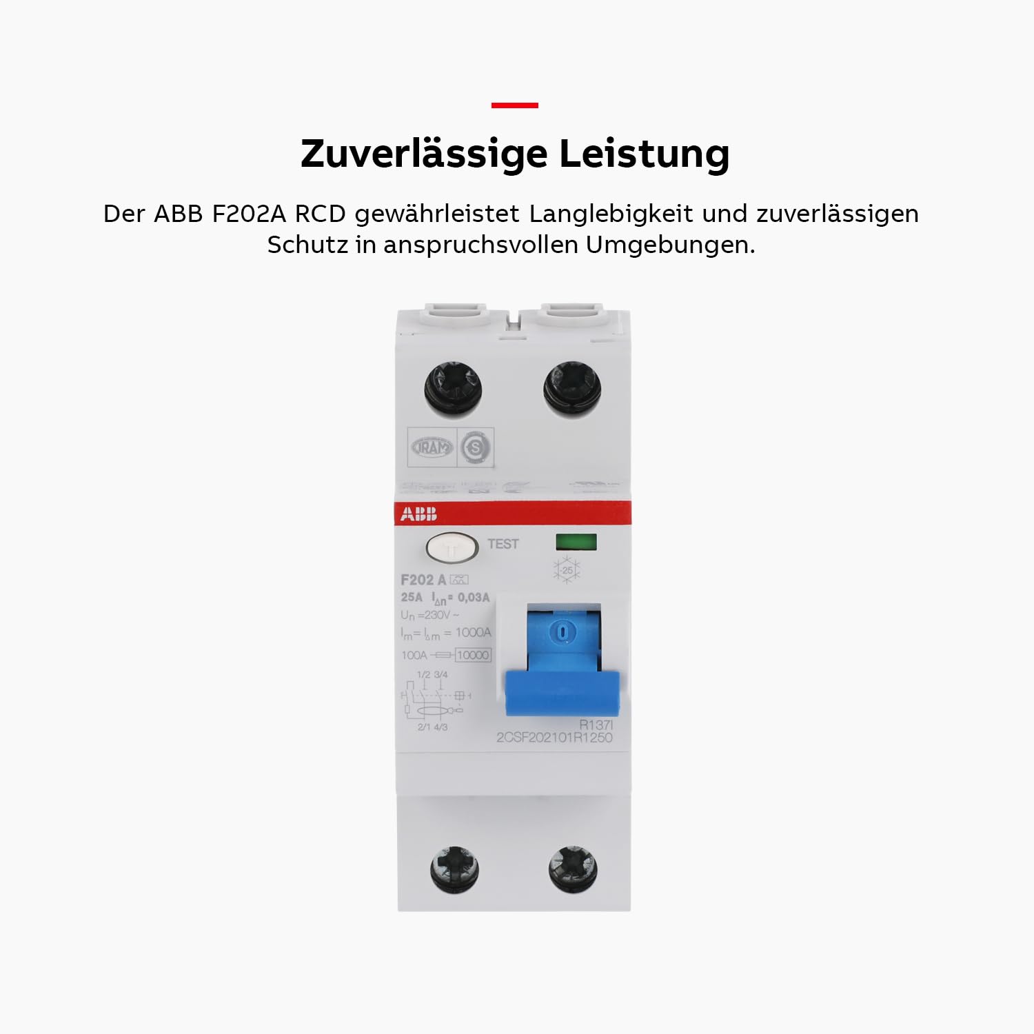ABB Fi-Schutzschalter F202A, 2-Polig, Typ A, 25A, 0,03A, 230V • 2CSF202101R1250