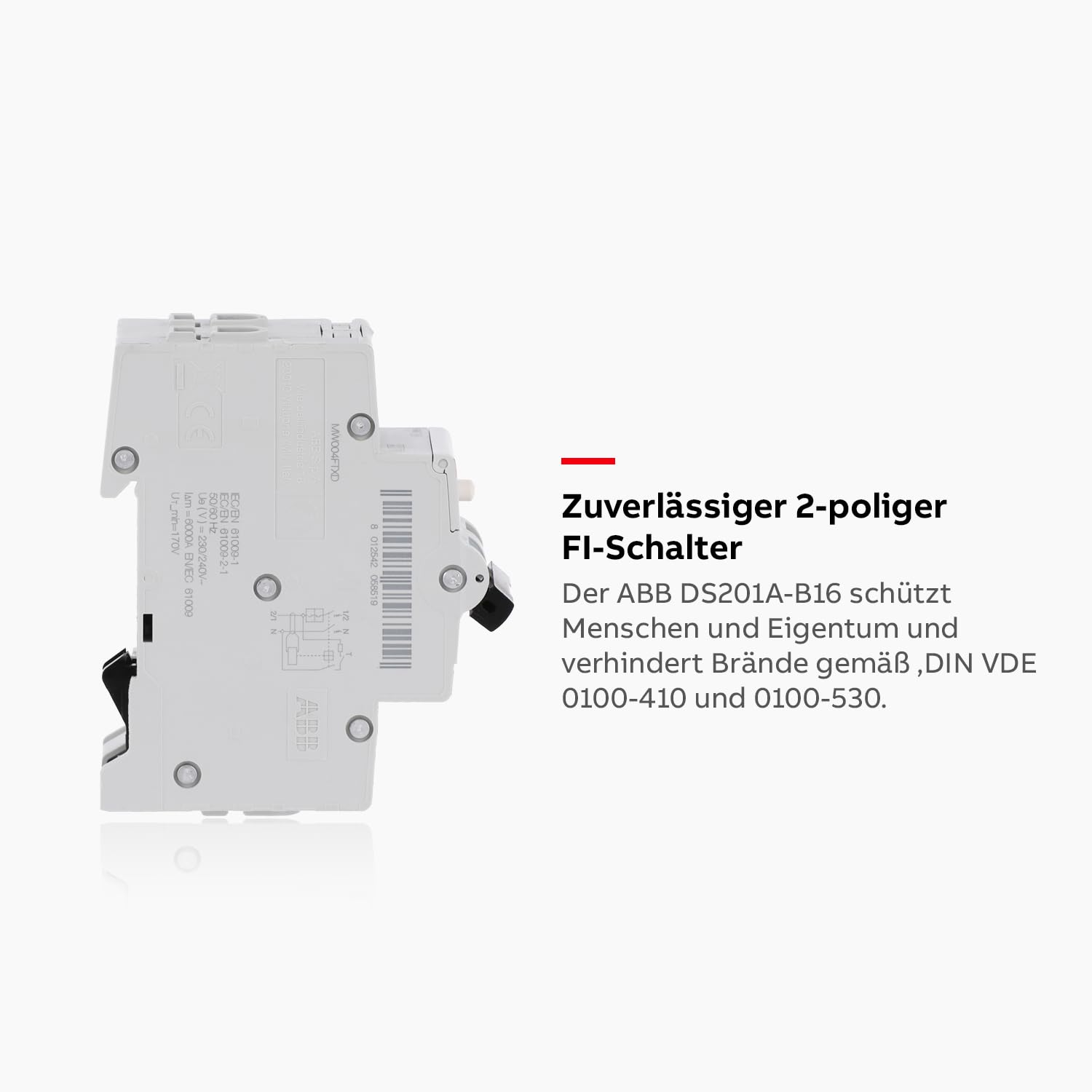 ABB DS201A-B16 Fi/Ls-Schalter 6Ka, 1P+N, Typ A, B16, 30Ma, 2TE Sicherungsautomat