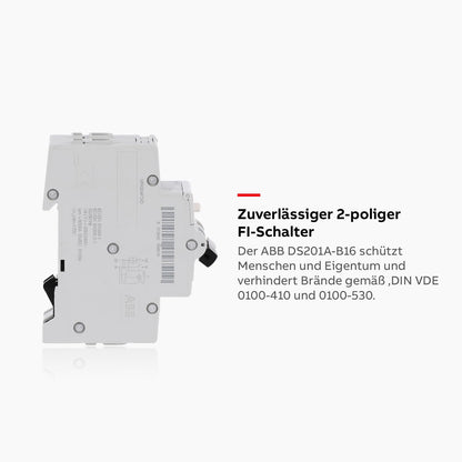 ABB DS201A-B16 Fi/Ls-Schalter 6Ka, 1P+N, Typ A, B16, 30Ma, 2TE Sicherungsautomat