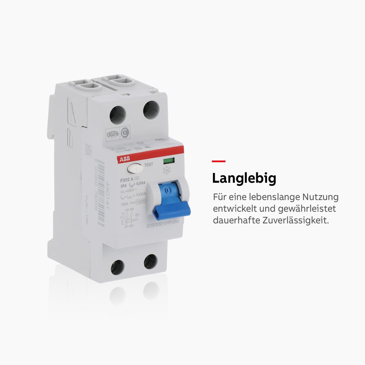 ABB Fi-Schutzschalter F202A, 2-Polig, Typ A, 25A, 0,03A, 230V • 2CSF202101R1250