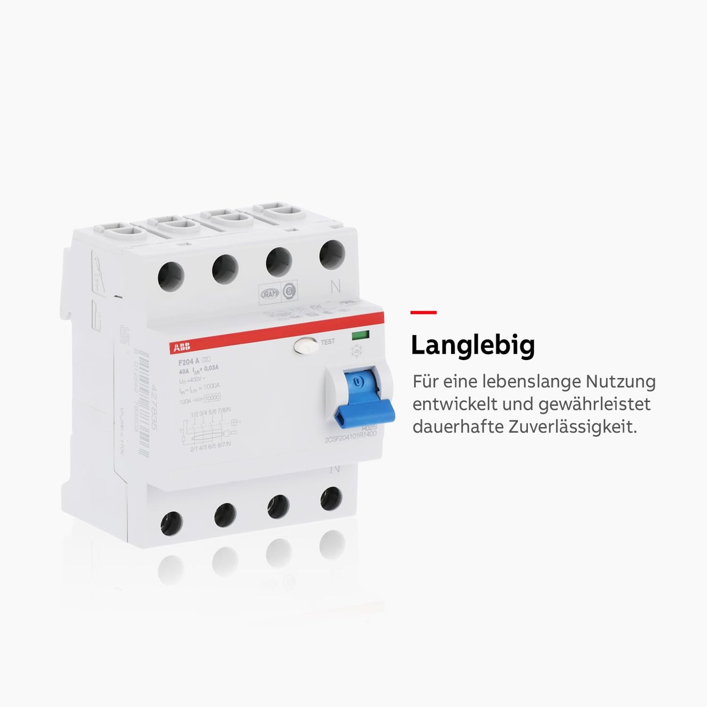 ABB F200 RCCB 4-polig, 40A, 30mA Typ A, 400V AC • Fehlerstrom-Schutzschalter • 4-polig für DIN-Schiene • Leitungsschutzschalter • FI-Schutzschalter • 2CSF204101R1400