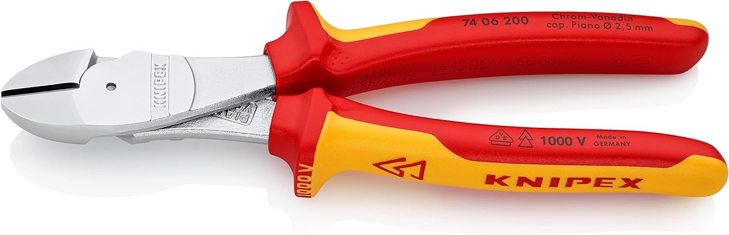 KNIPEX Kraft-Seitenschneider verchromt mit Comfort-Griffen 200 mm, 74 05 200