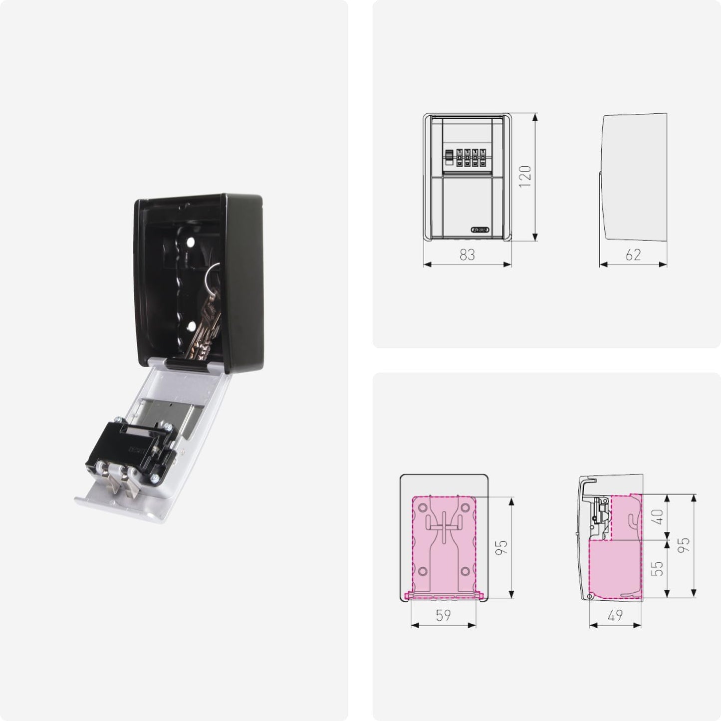 ABUS Keygarage 787 BIG - Schlüsselbox Zur Wandmontage - Schwarz-Silber