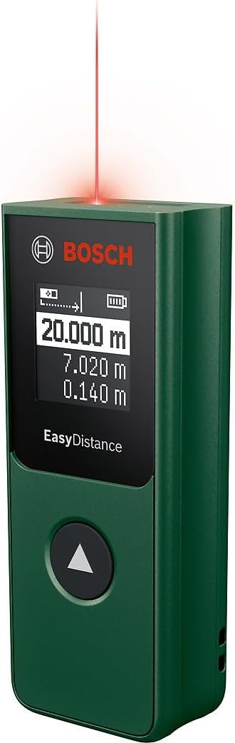 Bosch Laser-Entfernungsmesser EasyDistance 20 (einfache und präzise Messung bis 20 m, Hosentaschenformat, EIN-Tasten-Steuerung, in Karton)
