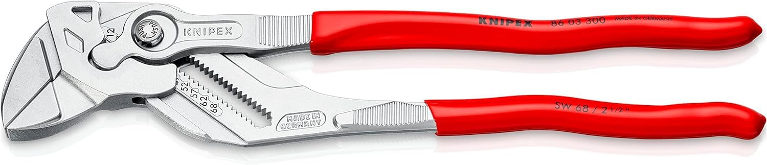 KNIPEX Mini-Zangenschlüssel Zange und Schraubenschlüssel in einem Werkzeug verchromt mit Kunststoff überzogen 125 mm, 86 03 125