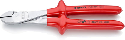 KNIPEX Kraft-Seitenschneider, verchromt, 200 mm, VDE, Chrom-Vanadium Stahl, für Pianodraht, Präzisionsschneiden, geringer Kraftaufwand, 74 06 200