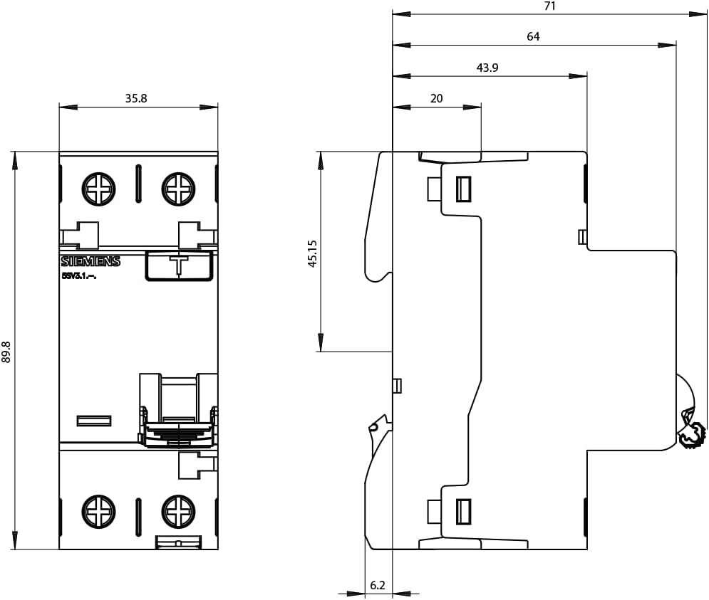 Siemens 5SV33126 Fi-Schutzschalter 1P+N Typa 30Ma 25A 230V
