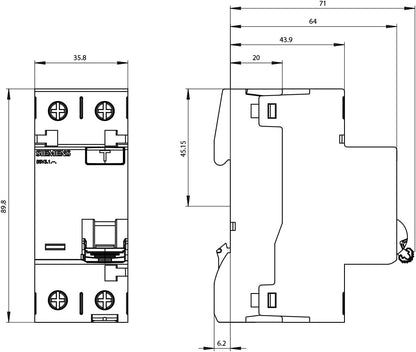 Siemens 5SV33126 Fi-Schutzschalter 1P+N Typa 30Ma 25A 230V