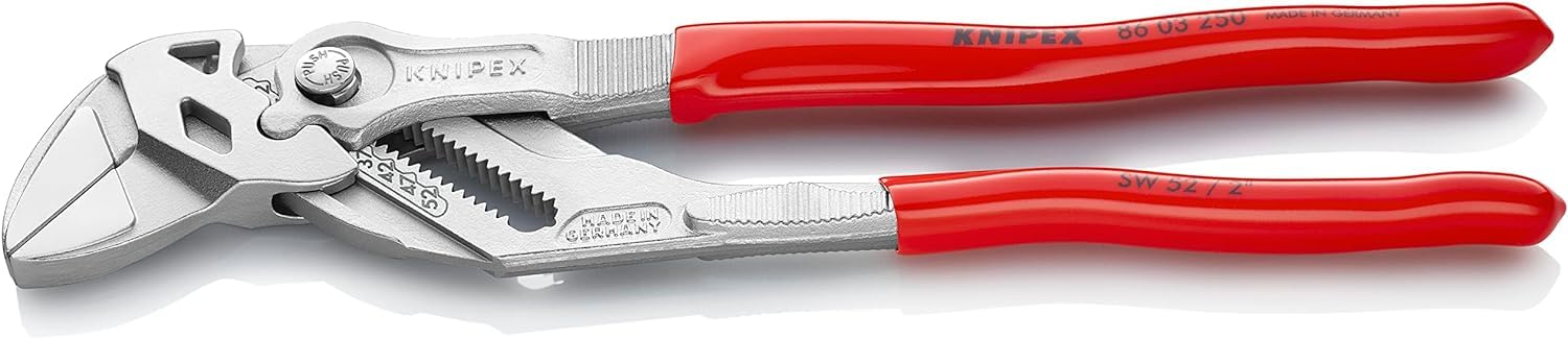 KNIPEX Zangenschlüssel Zange und Schraubenschlüssel in einem Werkzeug verchromt mit Kunststoff überzogen 150 mm, 86 03 150