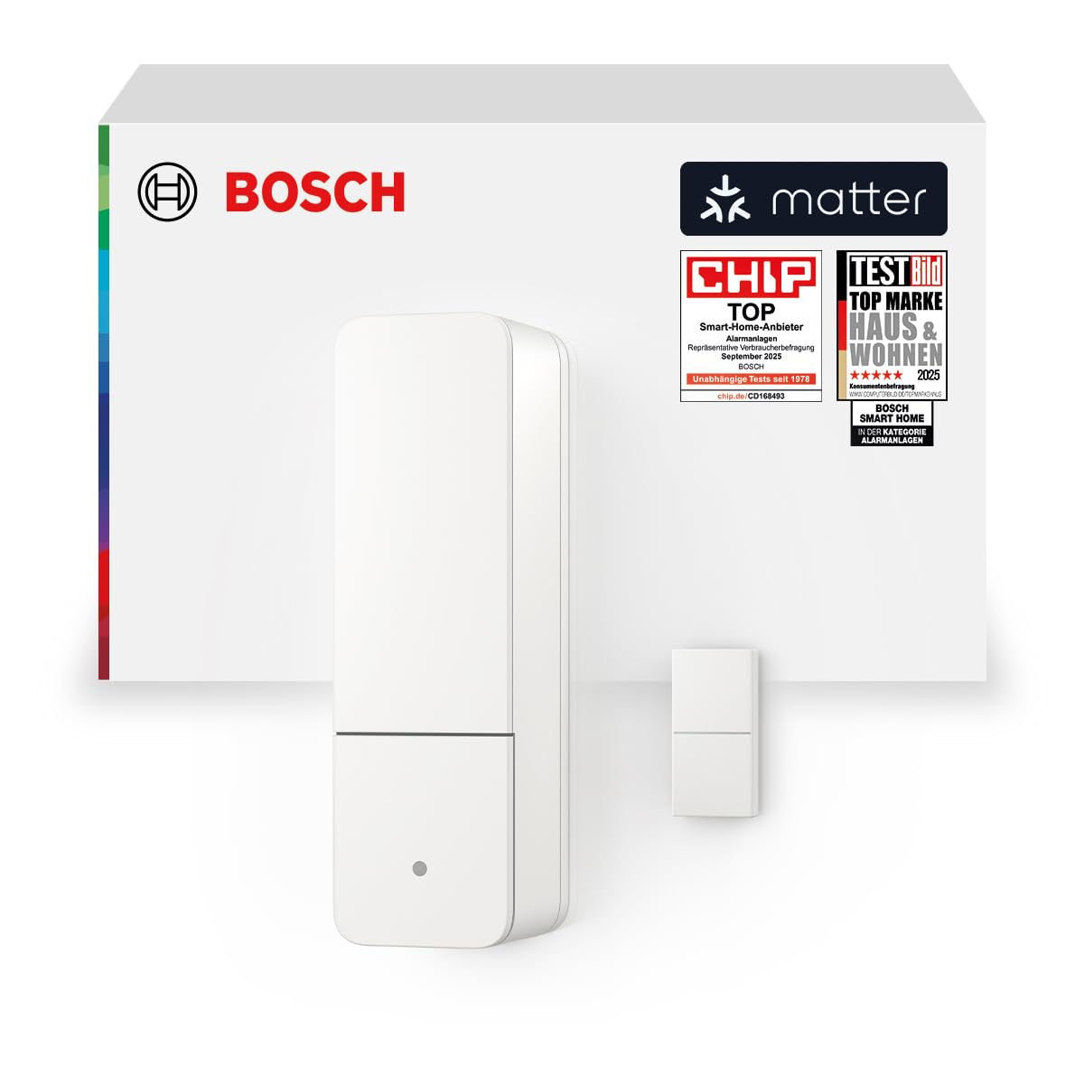 Bosch Smart Home Tür-/Fensterkontakt II, Smarter Sensor zum energieeffizienten Heizen, kompatibel mit Amazon Alexa und Google Assistant, anthrazit