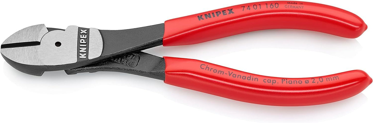 KNIPEX Kraft-Seitenschneider, verchromt, 200 mm, VDE, Chrom-Vanadium Stahl, für Pianodraht, Präzisionsschneiden, geringer Kraftaufwand, 74 06 200