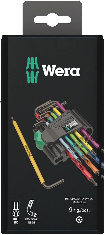 Wera 05022210001 950/9 Hex-Plus Multicolour HF 1 Multicolour Winkelschlüsselsatz, metrisch, BlackLaser, mit Haltefunktion, 9-teilig