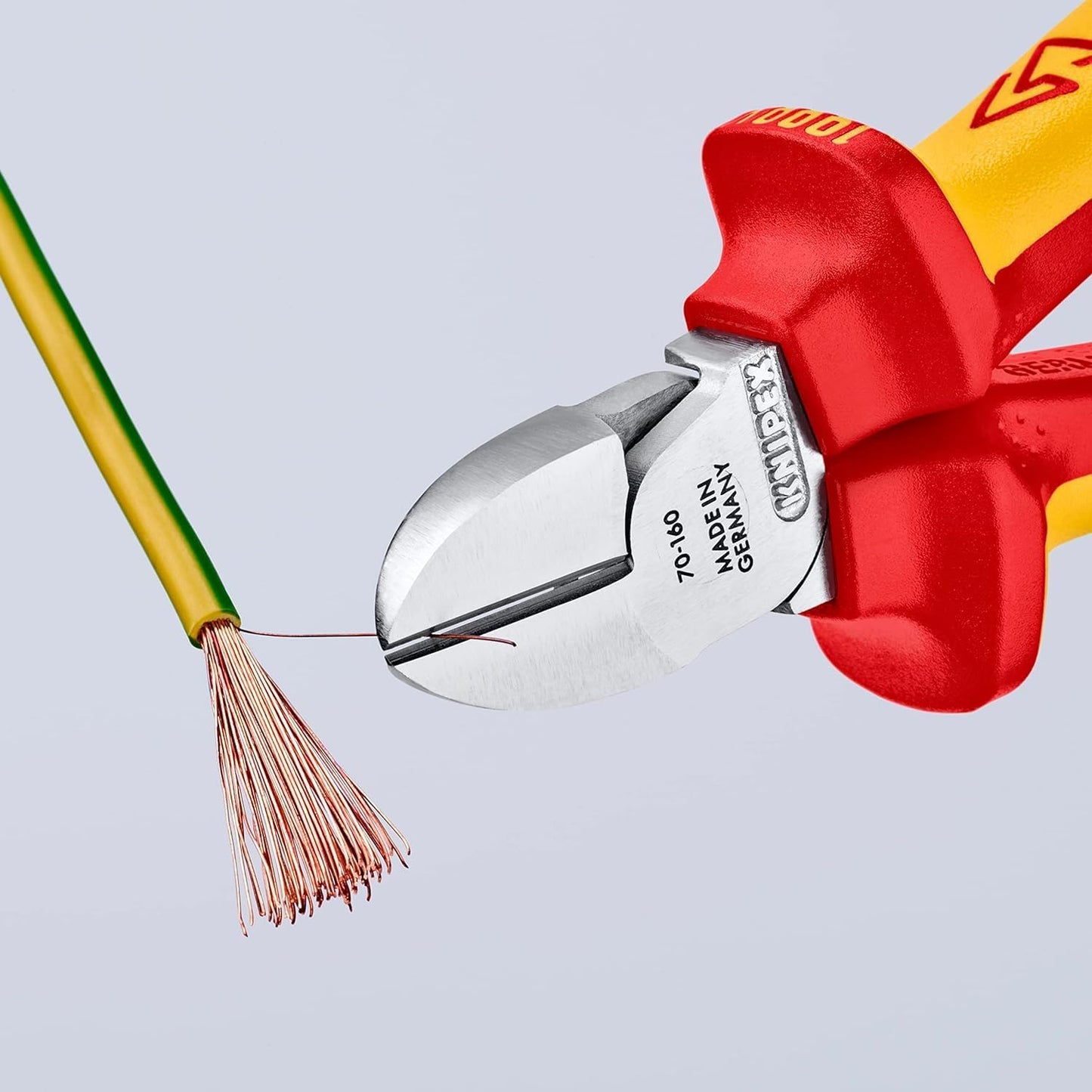 KNIPEX Seitenschneider verchromt isoliert mit Mehrkomponenten-Hüllen, VDE-geprüft 160 mm, 70 06 160