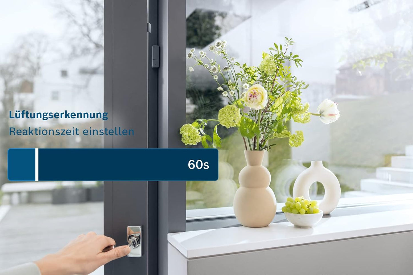 Bosch Smart Home Tür-/Fensterkontakt II, Smarter Sensor zum energieeffizienten Heizen, kompatibel mit Amazon Alexa und Google Assistant, anthrazit