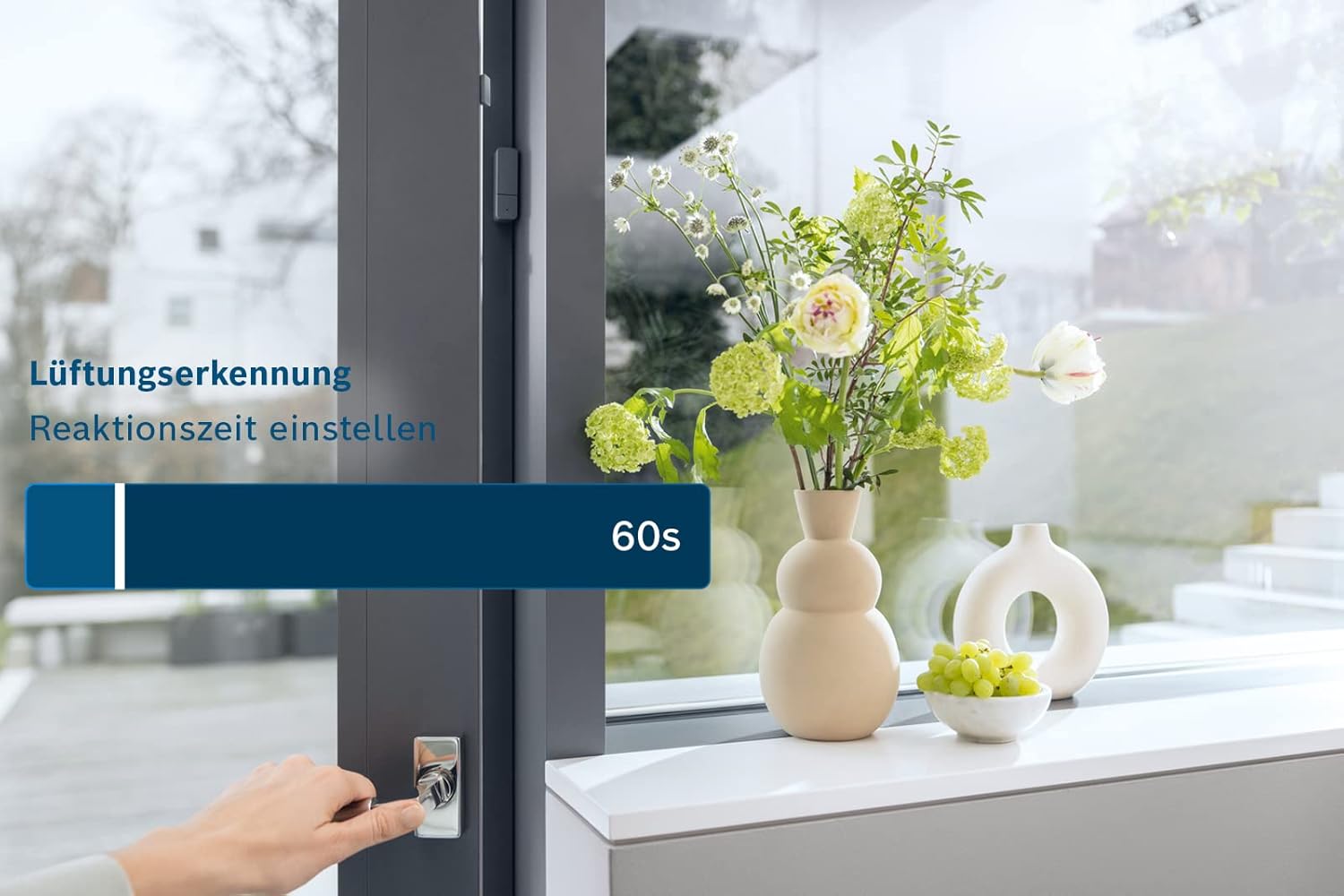 Bosch Smart Home Tür-/Fensterkontakt II, Smarter Sensor zum energieeffizienten Heizen, kompatibel mit Amazon Alexa und Google Assistant, anthrazit