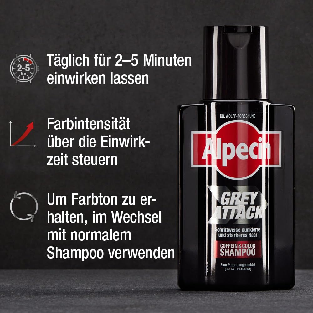 Alpecin Grey Attack Coffein & Color Shampoo - 1 X 200 ml - Haarverdunkelung