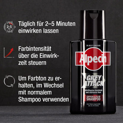 Alpecin Grey Attack Coffein & Color Shampoo - 1 X 200 ml - Haarverdunkelung