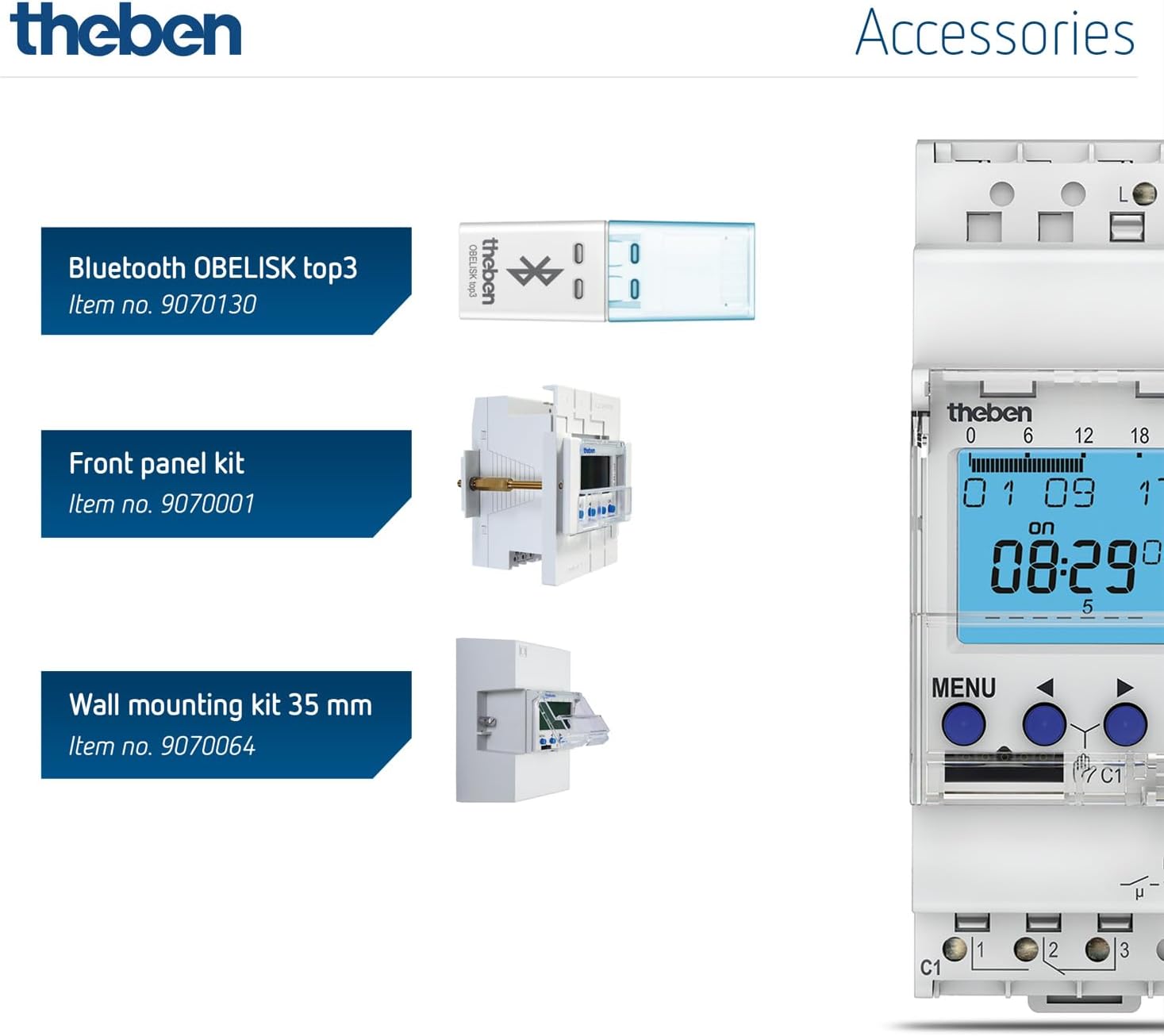 Theben TR610 Top3 Digitale Zeitschaltuhr - 1-Kanal Wochenschaltuhr