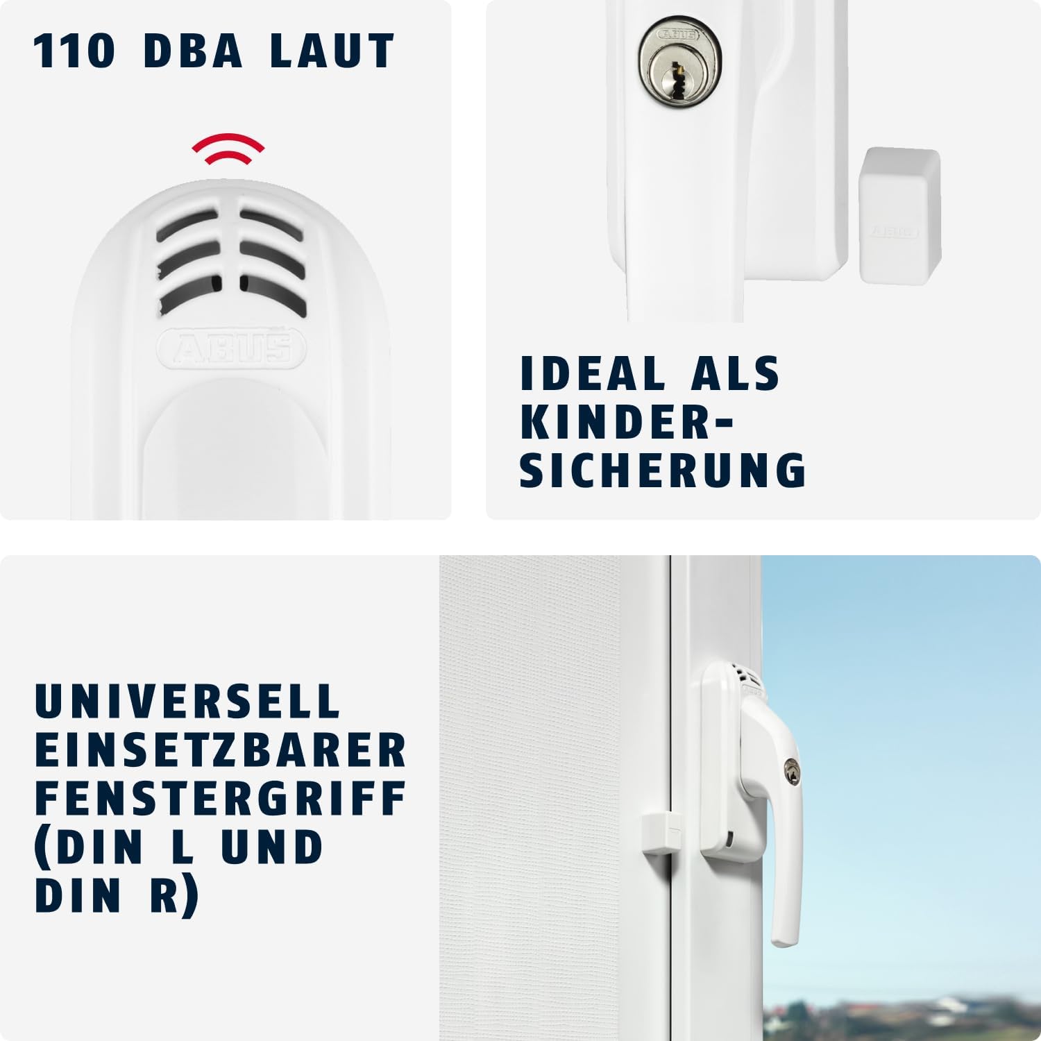 ABUS Abschließbarer Fenstergriff FG300A - Mit Druckzylinder 71902 - Weiß