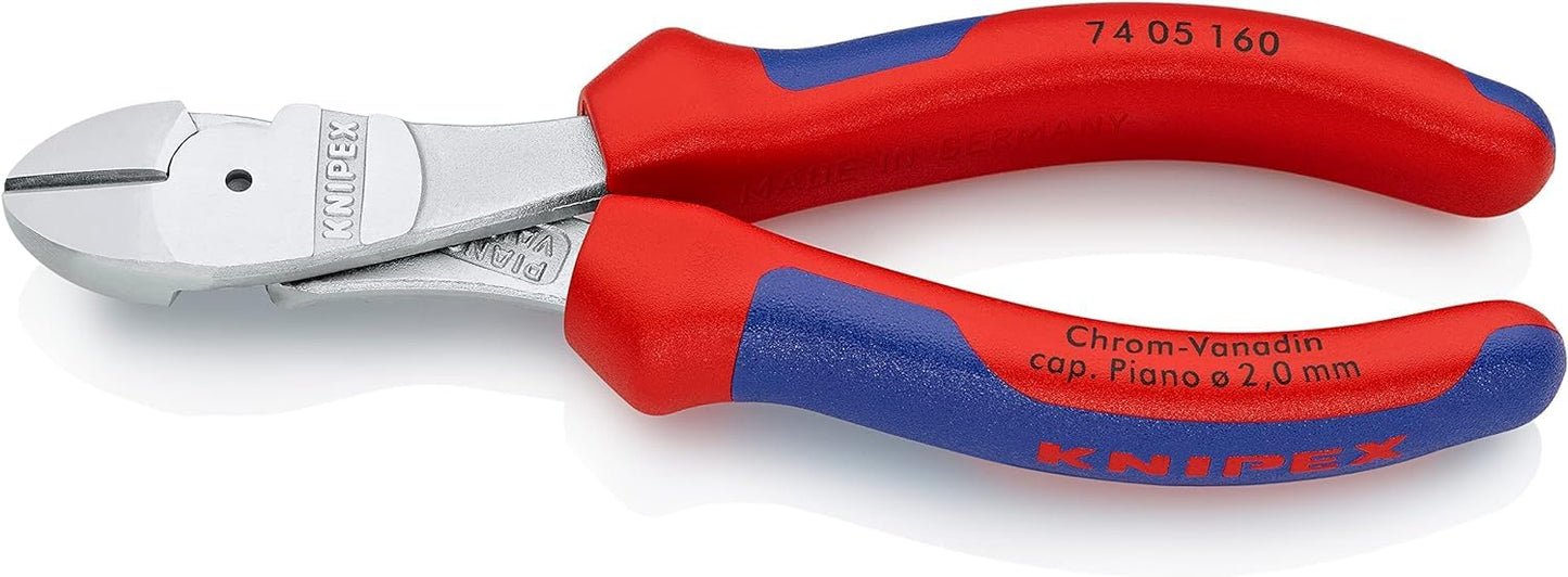 KNIPEX Kraft-Seitenschneider, verchromt, 200 mm, VDE, Chrom-Vanadium Stahl, für Pianodraht, Präzisionsschneiden, geringer Kraftaufwand, 74 06 200