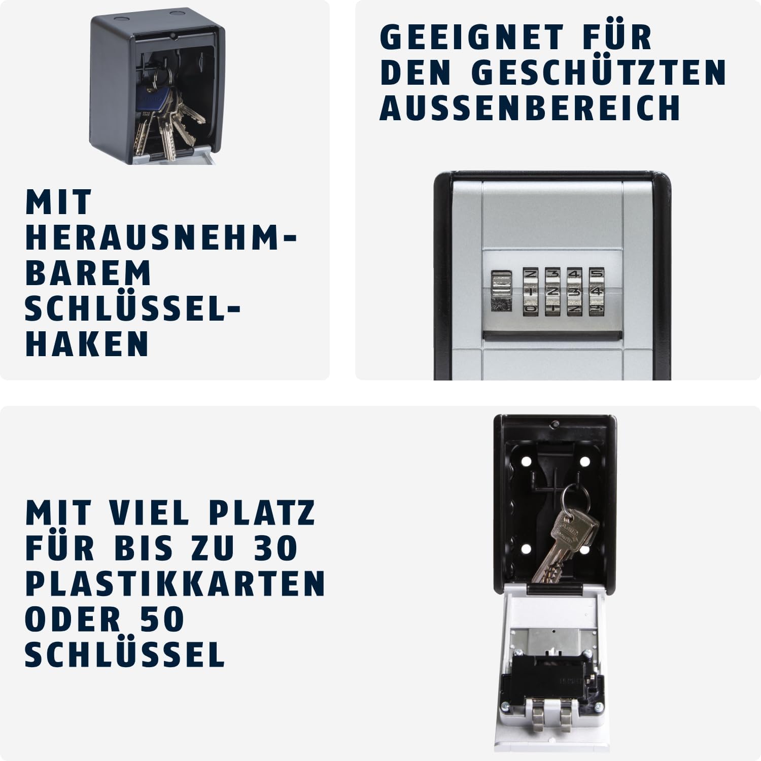 ABUS Keygarage 787 BIG - Schlüsselbox Zur Wandmontage - Schwarz-Silber