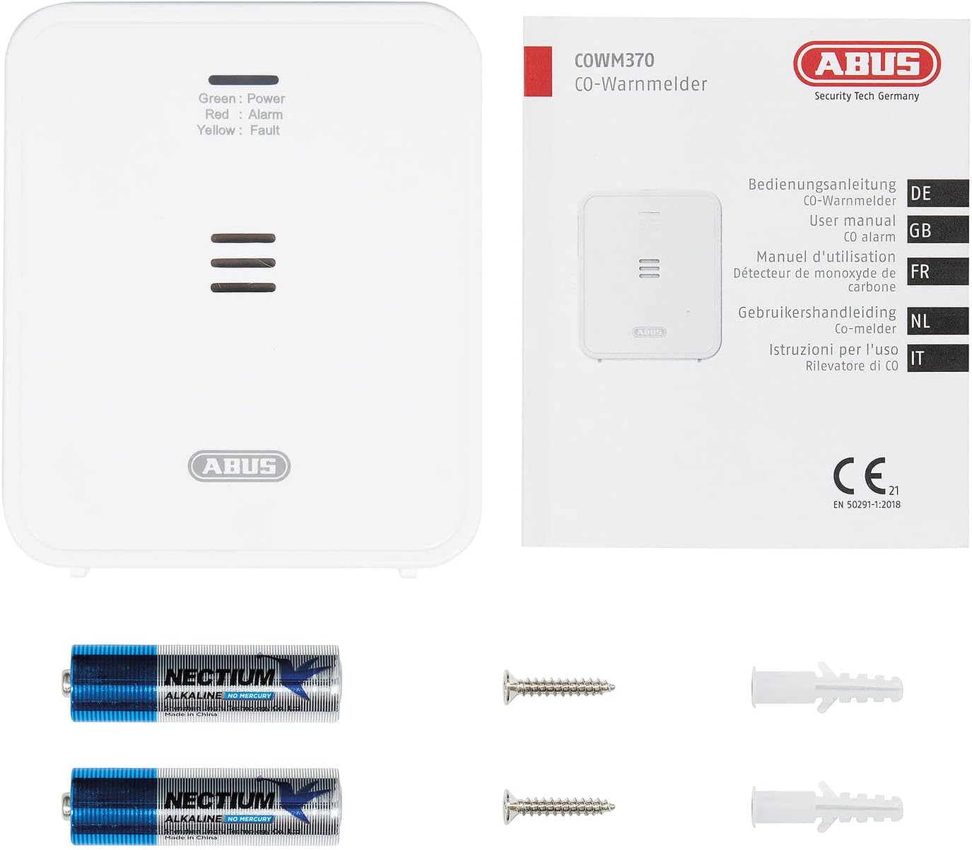 ABUS Kohlenmonoxid-Melder COWM370 - Co-Melder - Weiß