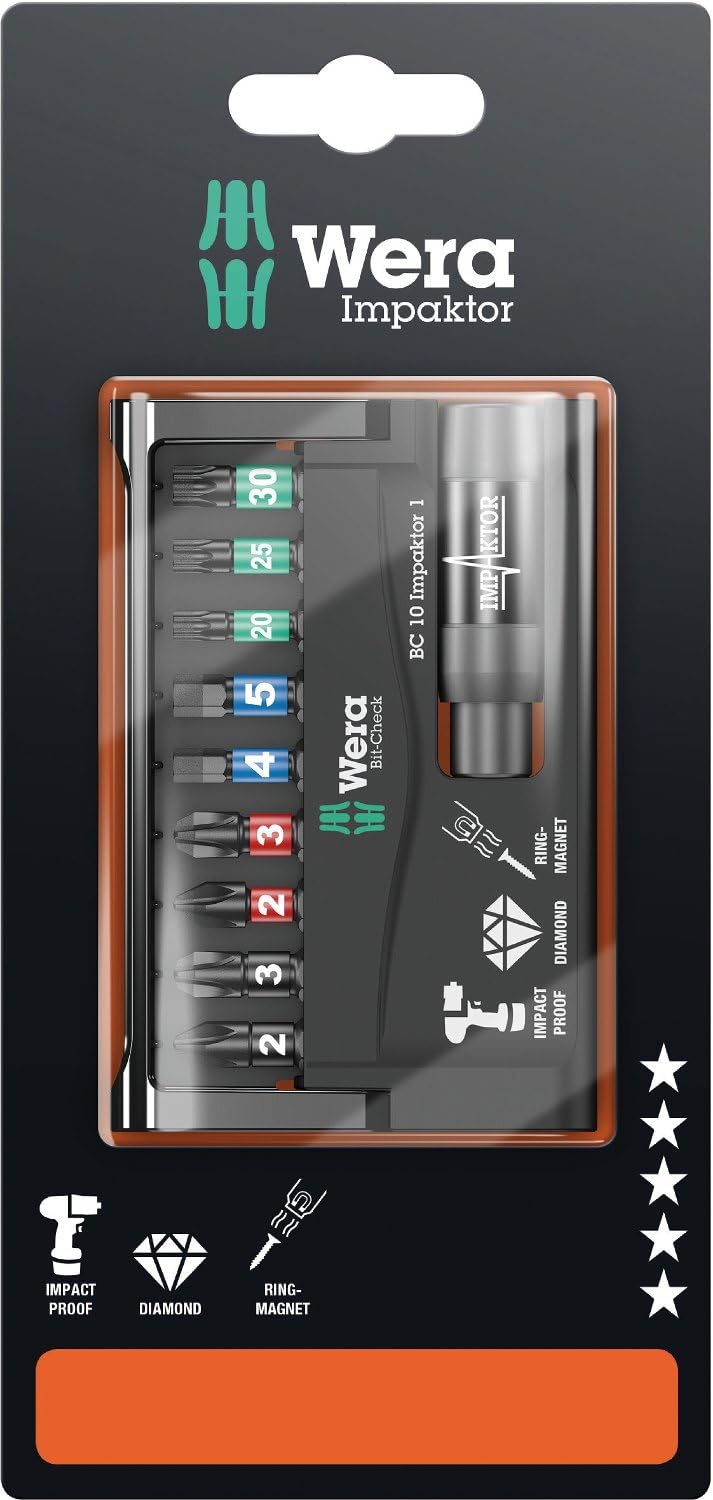 Wera Bit-Sortiment, Bit-Check 10 Impaktor 1 SB, 10-teilig, Wera 05073980001