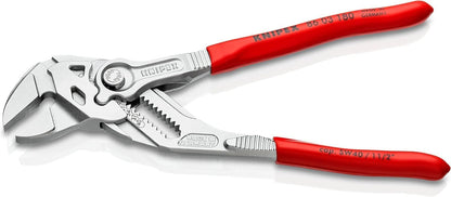 KNIPEX Zangenschlüssel Zange und Schraubenschlüssel in einem Werkzeug auf SB-Karte verchromt mit Kunststoff überzogen 180 mm, 86 03 180 SB