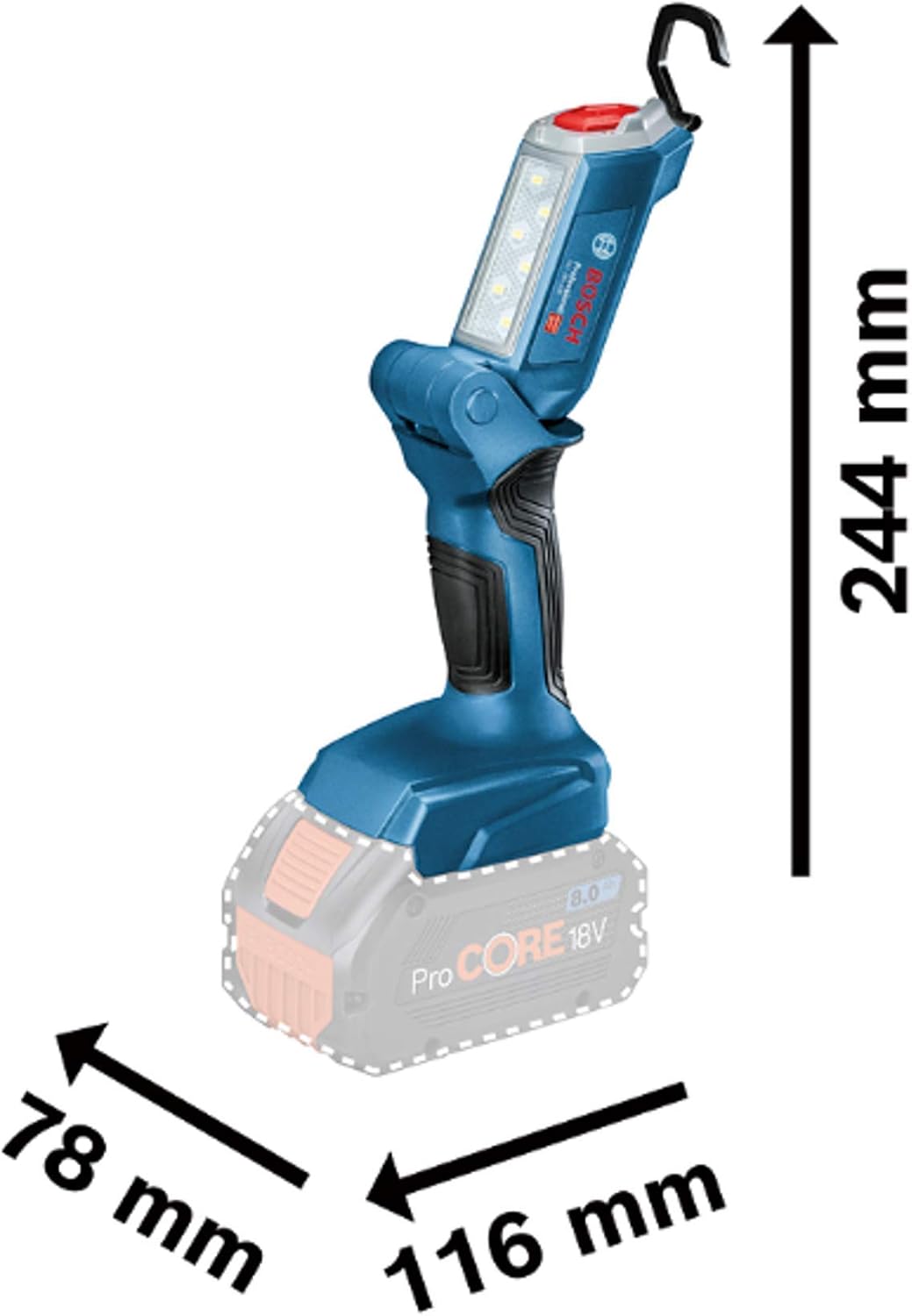 Bosch Professional 18V System Akku LED-Baustellenlampe GLI 18V-300 (max. Helligkeit 300 Lumen, ohne Akku/ Ladegerät)
