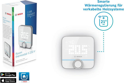 Bosch Smart Home Raumthermostat II Für Kabelgebundener Heizsysteme, 230 V, Kompatibel Mit Google Assistant Und Alexa