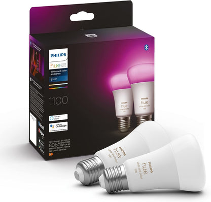 Philips Hue White & Color Ambiance E27 LED Glühbirne, 1100Lm, Doppelpack