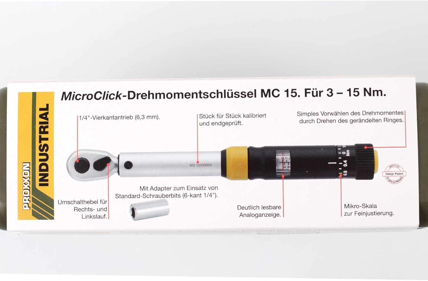 Proxxon 23345 Drehmomentschlüssel Micro Click MC15 3–15 Nm Antrieb 6,3Mm (1/4")