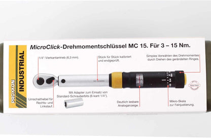 Proxxon 23345 Drehmomentschlüssel Micro Click MC15 3–15 Nm Antrieb 6,3Mm (1/4")