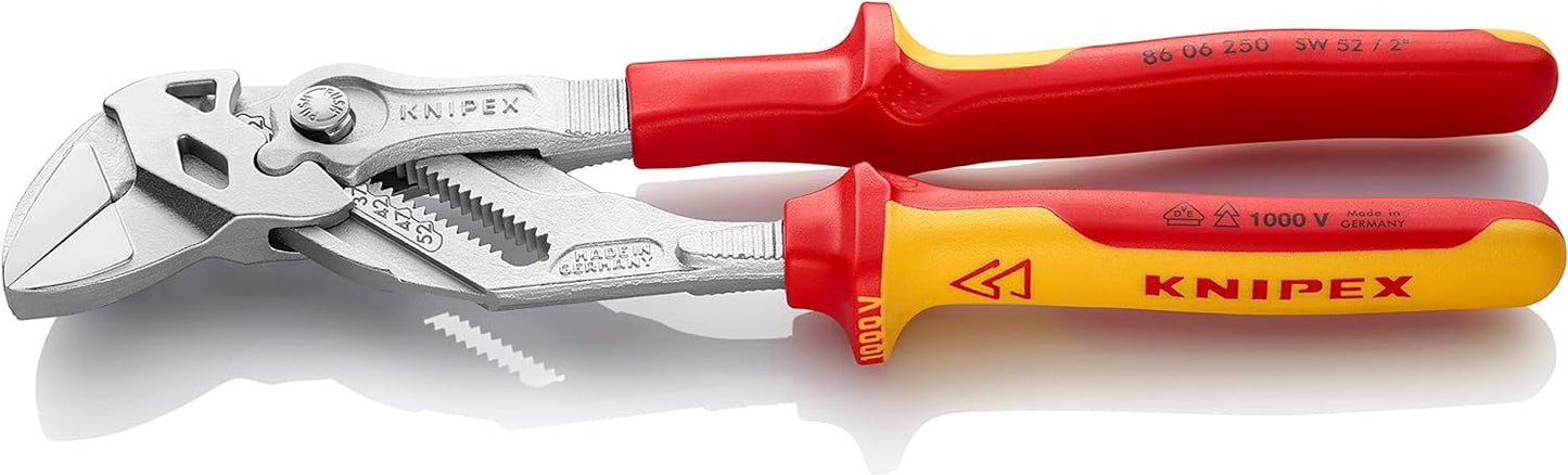 KNIPEX Mini-Zangenschlüssel Zange und Schraubenschlüssel in einem Werkzeug verchromt mit Kunststoff überzogen 125 mm, 86 03 125