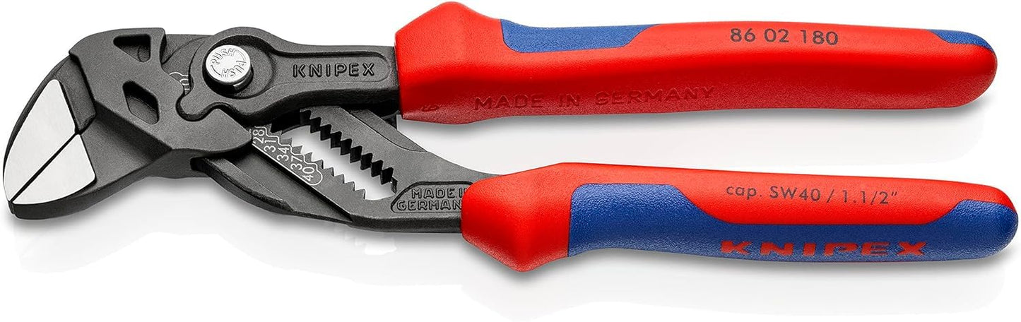 KNIPEX Zangenschlüssel, verchromt, 250 mm, greift stufenlos bis 52 mm, Feinverstellung per Knopfdruck, Schraubenschlüssel, Armaturenzange, 86 03 250