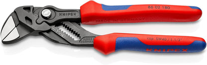 KNIPEX Mini-Zangenschlüssel Zange und Schraubenschlüssel in einem Werkzeug verchromt mit Kunststoff überzogen 125 mm, 86 03 125