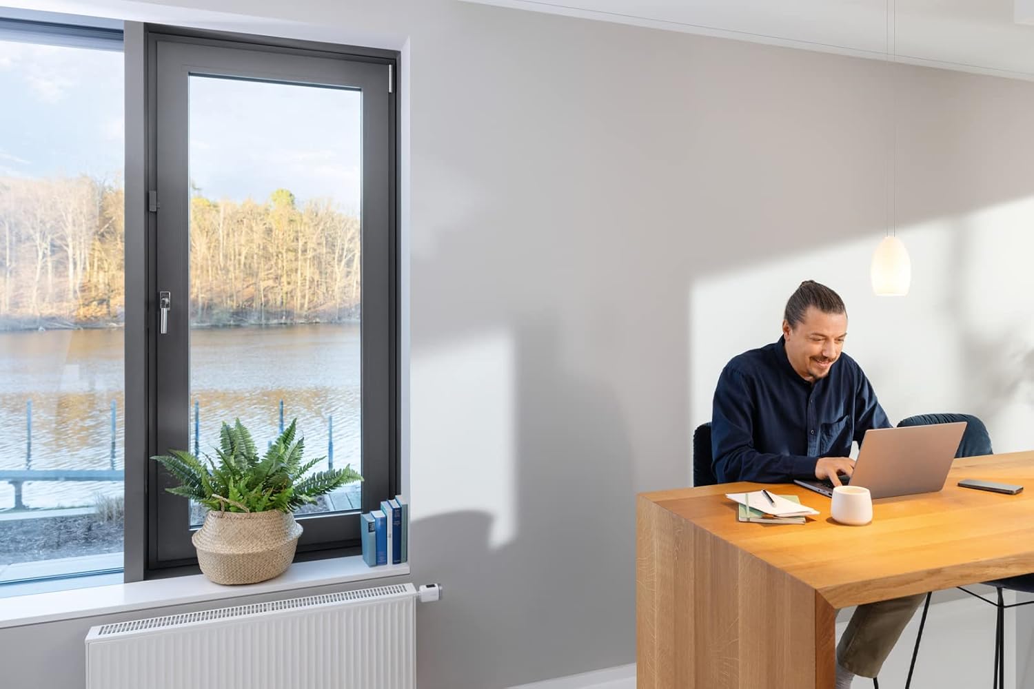 Bosch Smart Home Tür-/Fensterkontakt II, Smarter Sensor zum energieeffizienten Heizen, kompatibel mit Amazon Alexa und Google Assistant, anthrazit