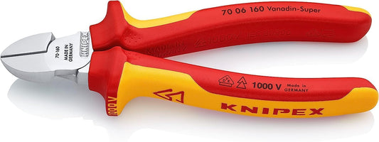 KNIPEX Seitenschneider verchromt isoliert mit Mehrkomponenten-Hüllen, VDE-geprüft 160 mm, 70 06 160