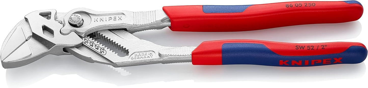 KNIPEX Zangenschlüssel Zange und Schraubenschlüssel in einem Werkzeug verchromt mit Kunststoff überzogen 150 mm, 86 03 150